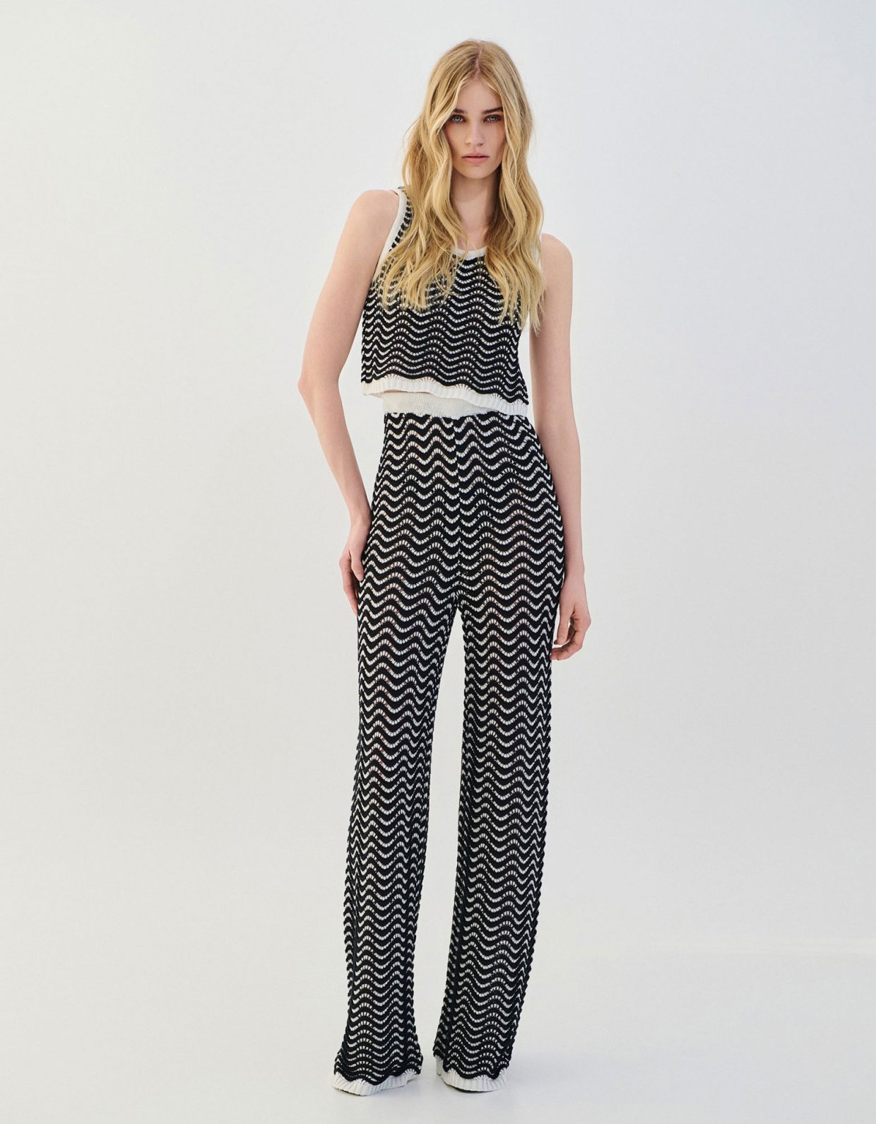 Combos Knitwear Two tone knit pants black